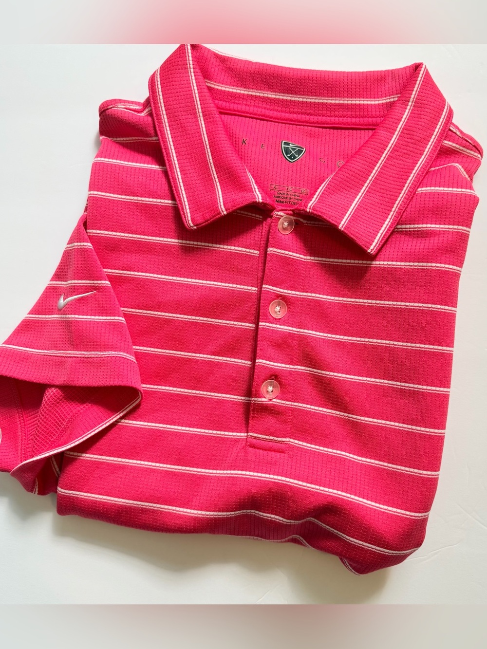 Nike Golf Striped Polo Shirt Coral XL